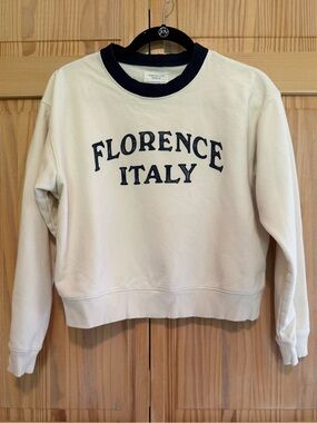 American Eagle Outfitters Cream Sweatshirt with Florence Italy lettering